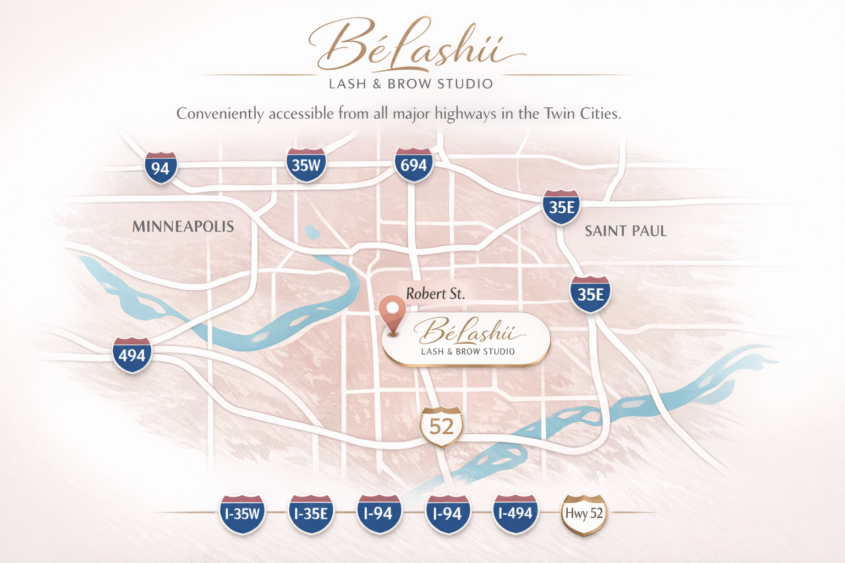 BeLashii studio map in West Saint Paulf for your beauty career