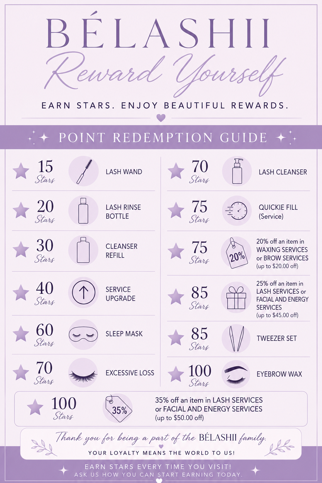 BELASHII LOYALTY POINT STAR COUNT