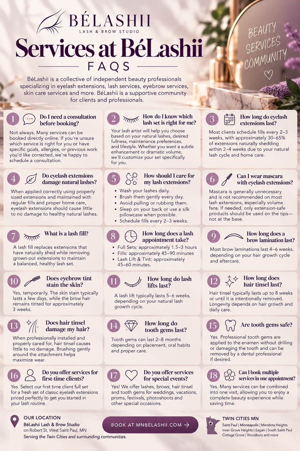 BéLashii Lash & Brow Studio FAQ